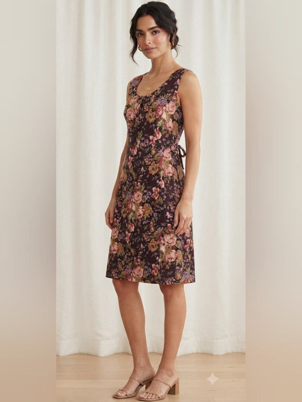 Vintage 90s Rodan Floral Whimsigoth Midi Dress 5 / 6
